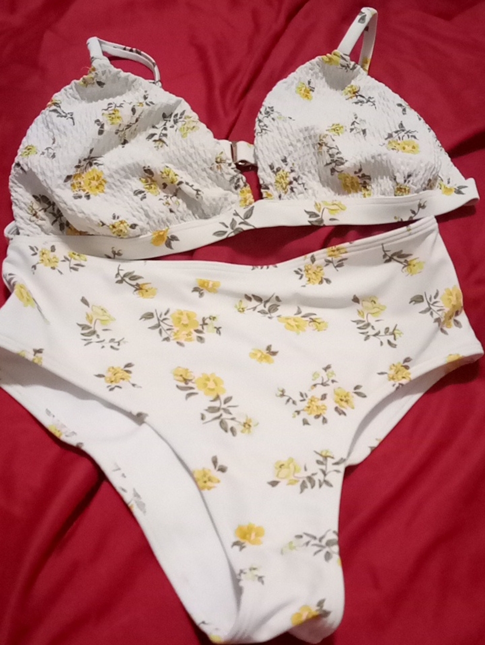 Hollister, White Bikini with Yellow Floral Print